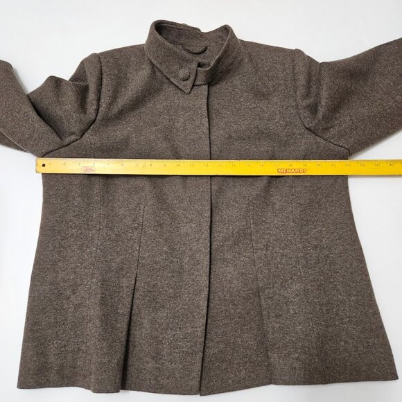 Algo 100% Cashmere Asymmetric Collar Button Front Jacket Brown XL - Picture 14 of 15